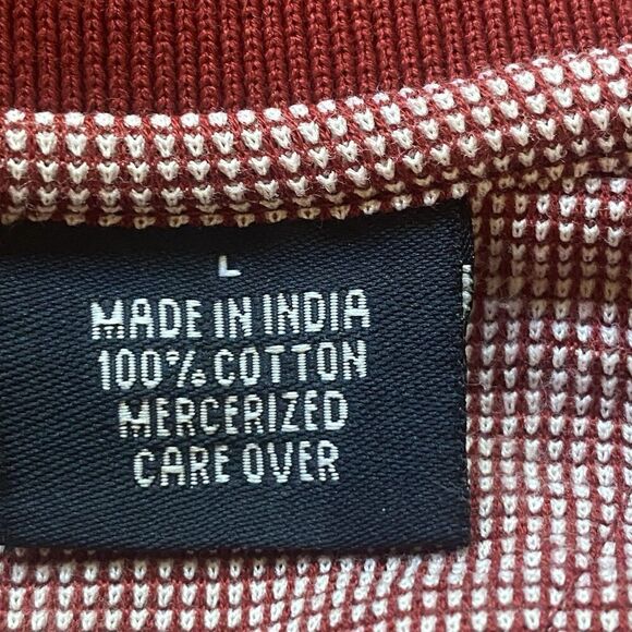 Ahead Authentic Men’s Polo Shirt Burgundy Striped Island Hills Logo Golf Casual - Picture 4 of 13